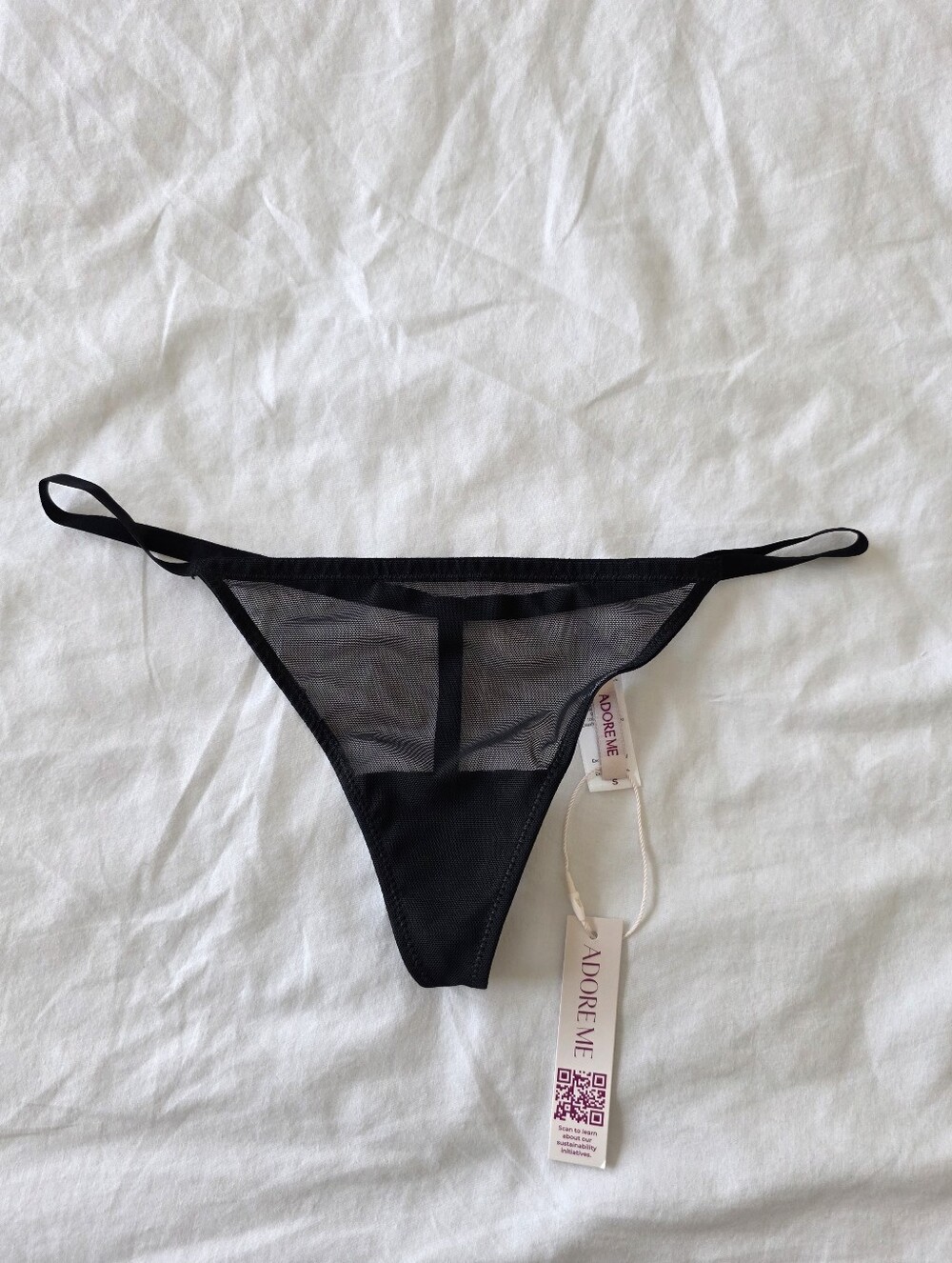 Adore Me Black Mesh Thong